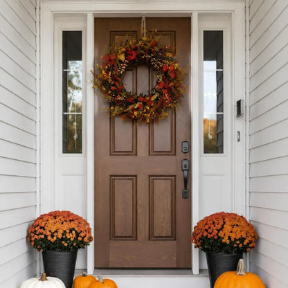 26-In round Thanksgiving Fall Wreath with Hook Included, Berries & Leaves Decor for Home Porch Wall (Fall Decor for Home), Room Decor