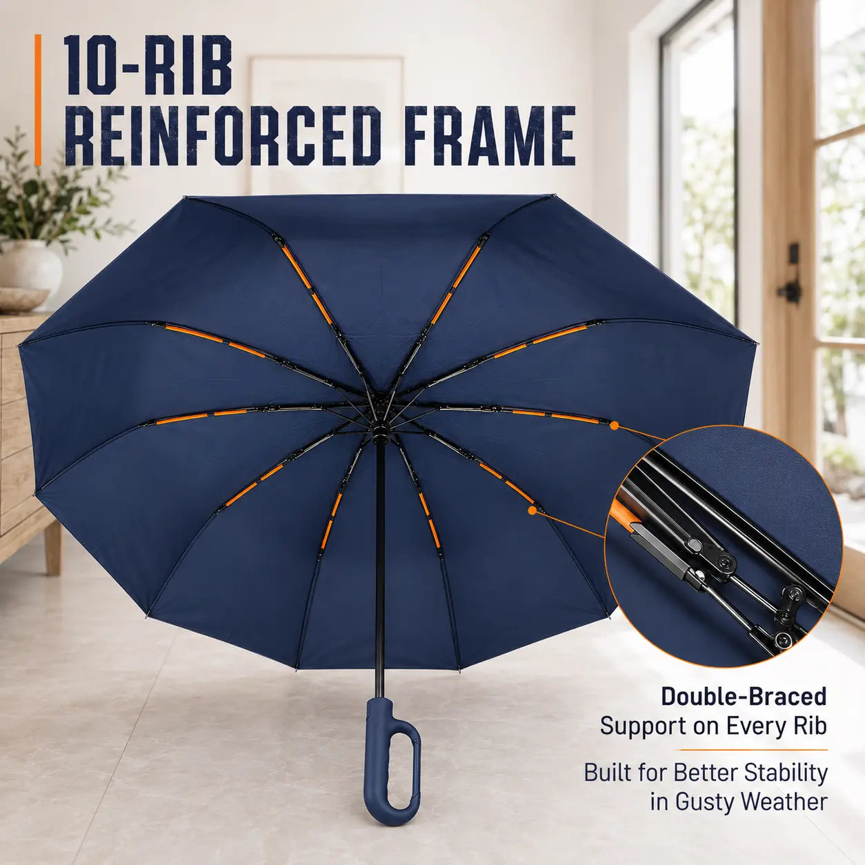 Automatic Folding Umbrella, 1 Count Windproof Waterproof Travel Umbrella, Portable Compact Auto Open Close Rain Umbrella for Men & Women, Reinforced Wind Resistant Umbrella for Travel Outdoor Daily Use