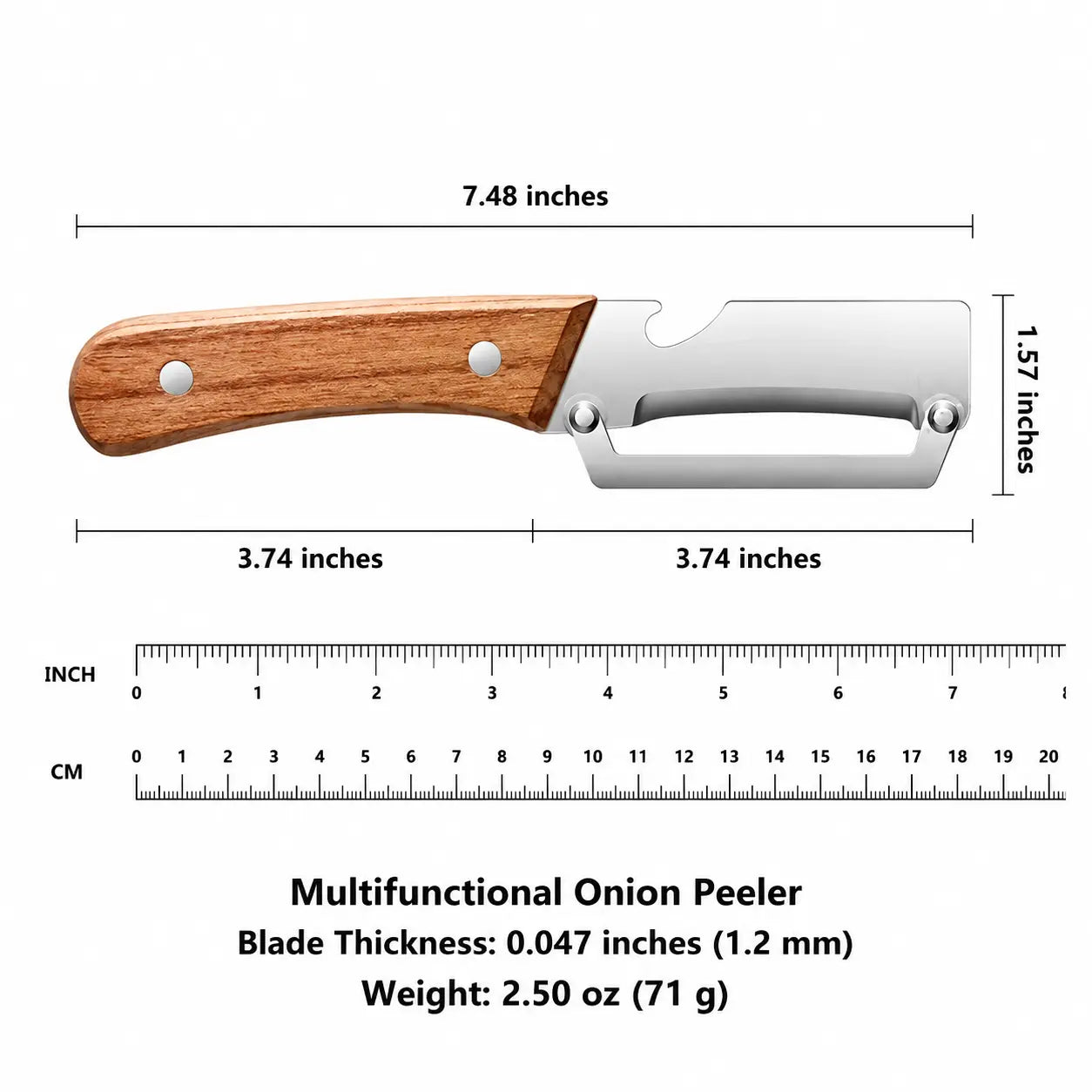 (Upgraded Thickened Version) Wood Handle Multifunction Kitchen Peeler – Peel, Slice, Scrape & Bottle Opener Tool