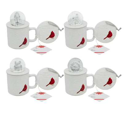 Temp-Tations Set of Four 18 oz Mugs with Snow Globe Topper and Lid